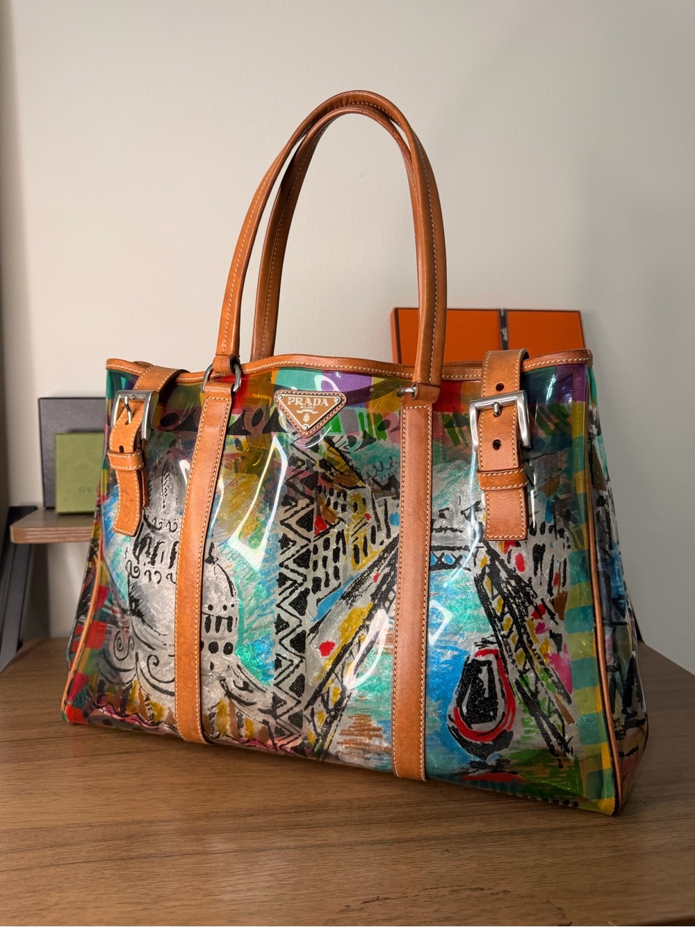 AUTHENTIC - Prada Plex St. Venezia Clear Tote W/ Pochette